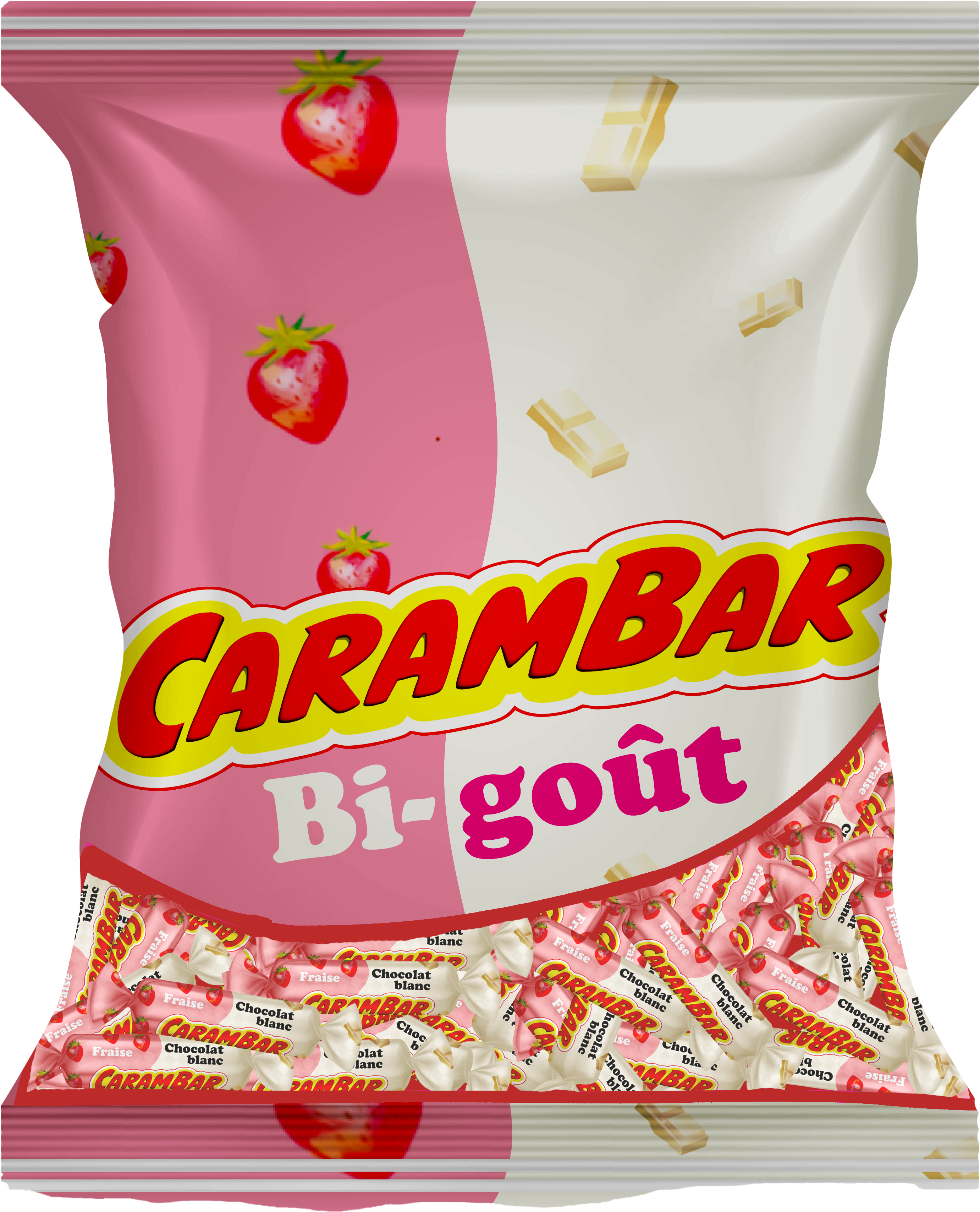Paquet Carambar Bi-goûts fraise - chocolat blanc